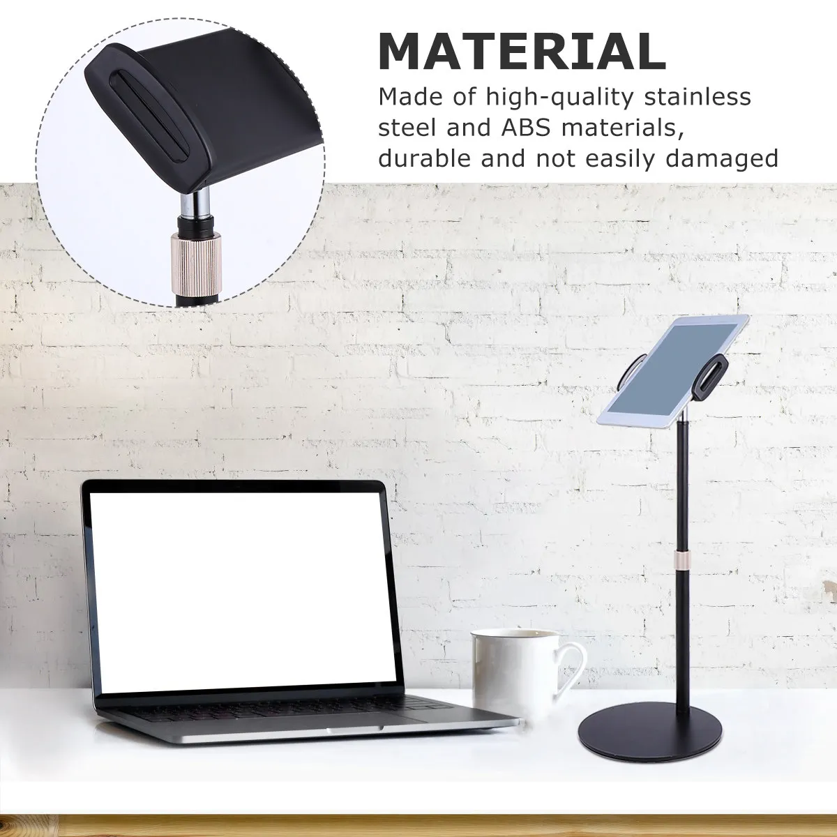 Adjustable Tablet Holder Stand 360 Degree Rotating Metal Desktop Cradle Mount for Phones and Tablets