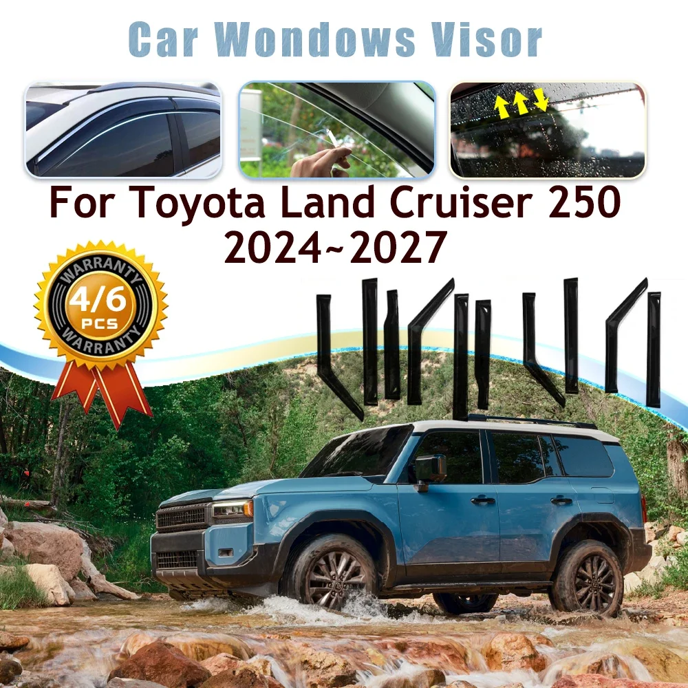 

Car Window Visors For Toyota Land Cruiser Prado J250 250 2024-2027 Waterproof Rain Guard Deflector Trim Covers Auto Accessories