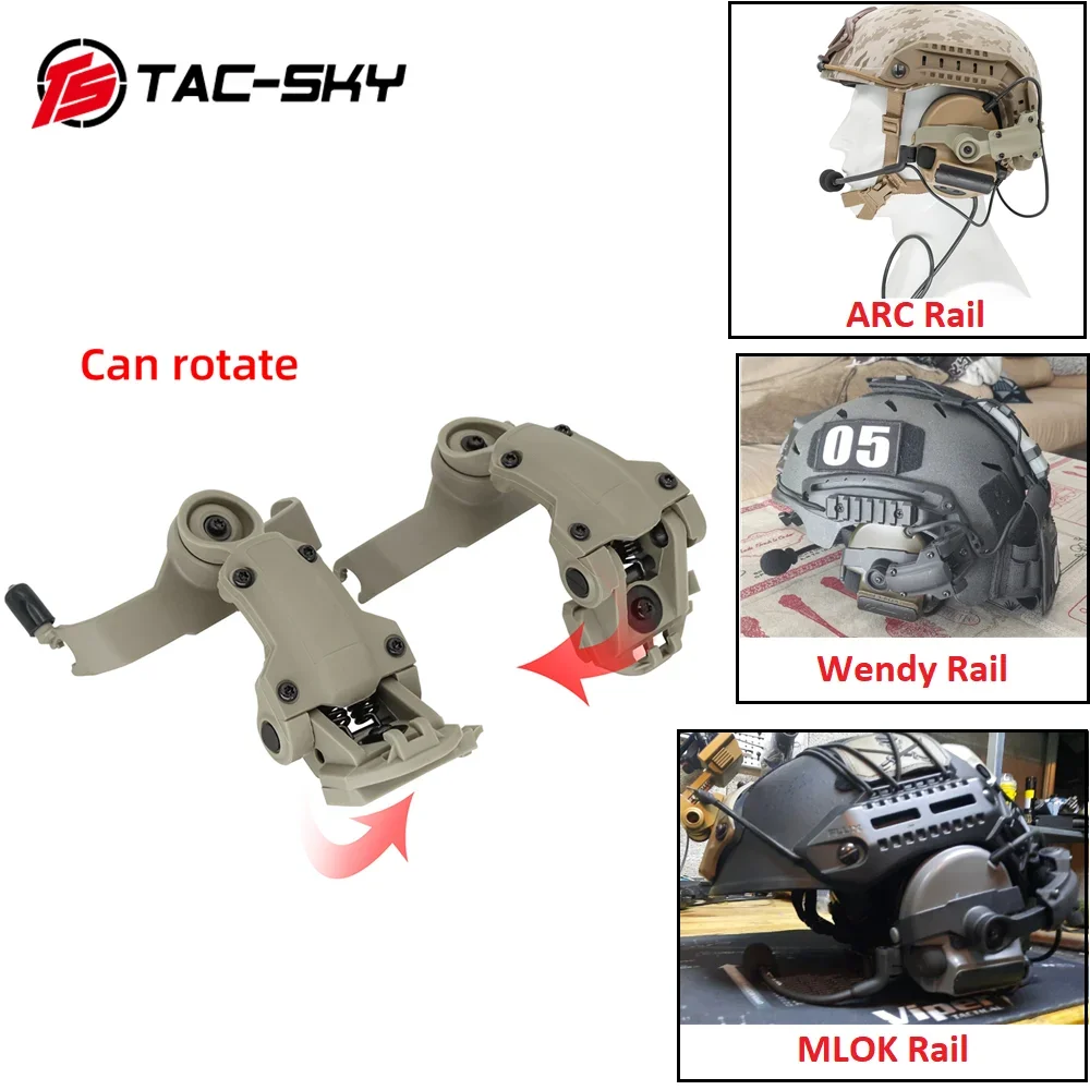 TS TAC-SKY Tactical Headset COMTA II III Helmet Mount Adapter Compatible With ARC Rail / Wendy Rail / MLOK Rail For Helmets