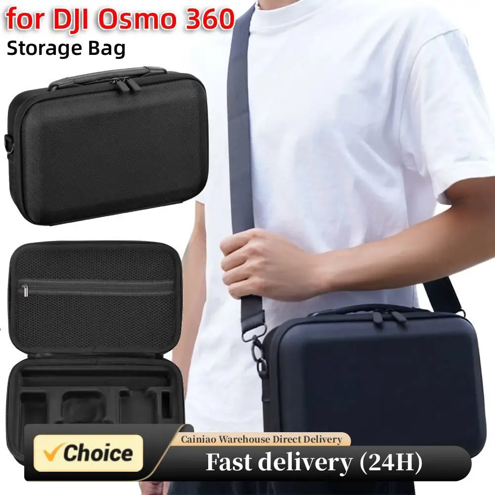 

Универсальный чехол для хранения камеры DJI Osmo 360. Встроенный сетчатый карман. Водостойкий ПУ + лайкра с ручным управлением и опциями переноски на плечо.