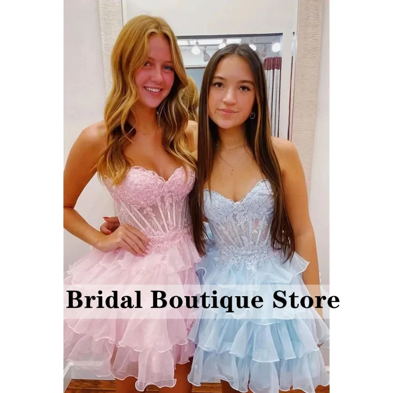 Customized Tiered Ruffle Homecoming Ball Gown Prom Dresses with Appliques. New in dresses, embroidered robes, evening gowns, and