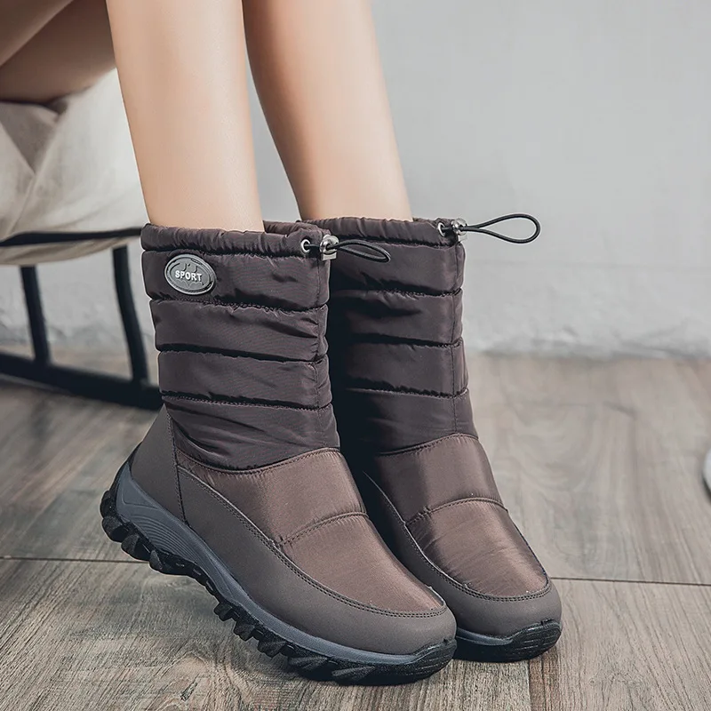 

Warm Fce Lined Winter Snow Boots Women's Large Size Thi Cotton Mid-Calf Waterproof oes Cold Resistant Booties for Women