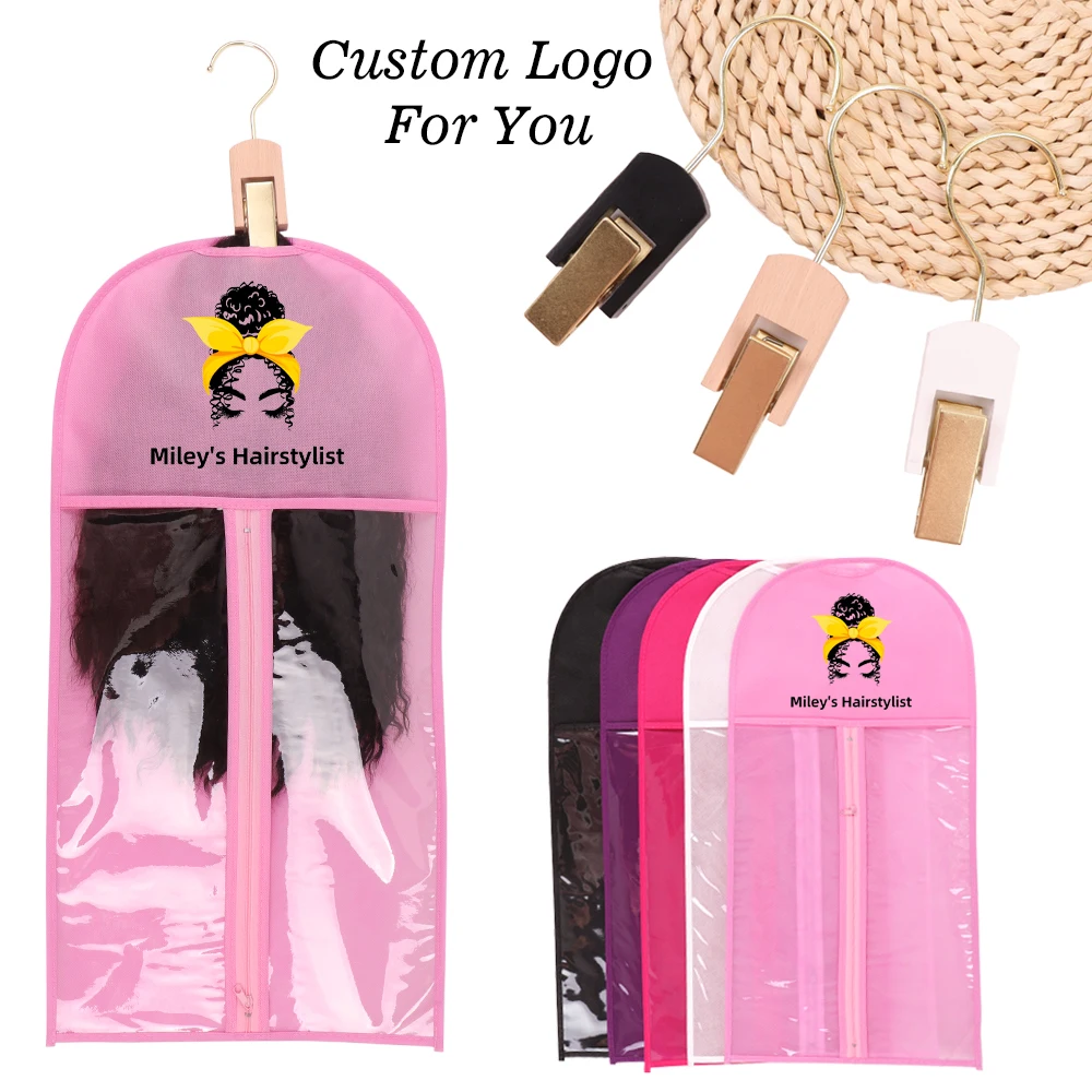 

Personalized Wig Storage Bag 5Sets Wig Bag With Your Logo For Wig Storage And Hanger Hook Clips Save Space Wig Organizer Set