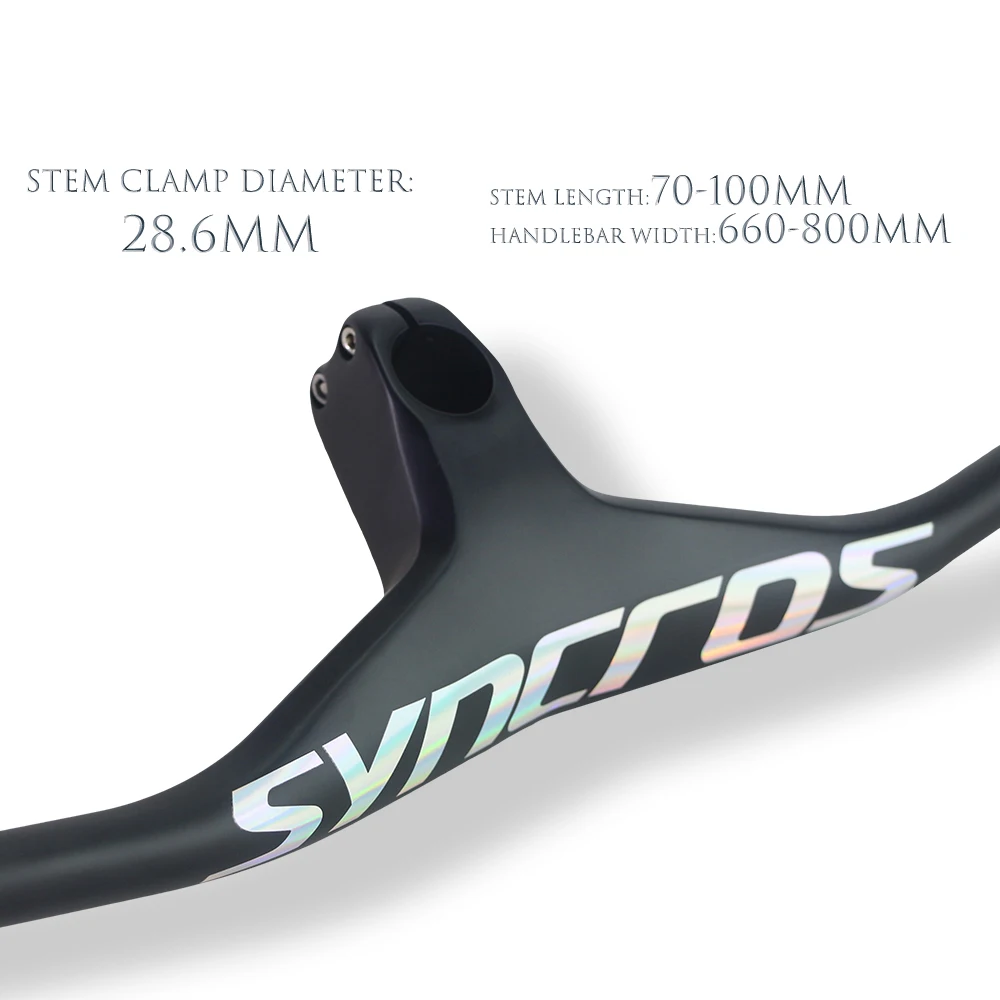 Syncros New Mountain Bike Integrated Carbon Fiber Handle 28.6mm and -17 Degree/70~100mm/660~800mm Mtb Handlebar Bike Acessories