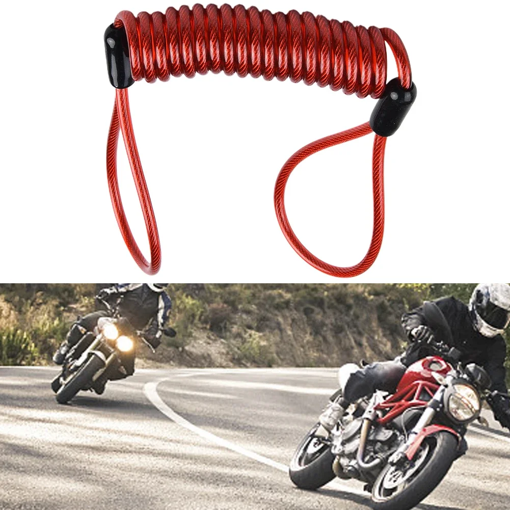 Útil Disco Bloqueio Lembrete Cabo, Moto e Motocicleta, Bobina de aço, Plástico, Motor de popa, 120cm Comprimento