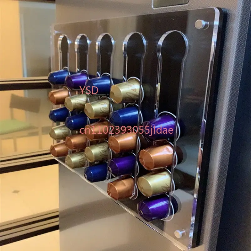 coffee capsule storage display stand acrylic magnetic wall-mounted 35 capsules