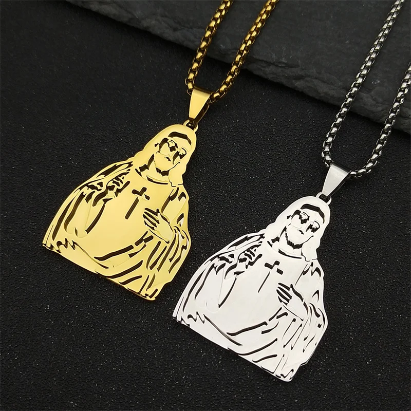 Hip Hop Jesus Christ Cross Pendant Necklace for Women Men Stainless Steel Gold Silver Color Christian Crucifix Chain Jewelry