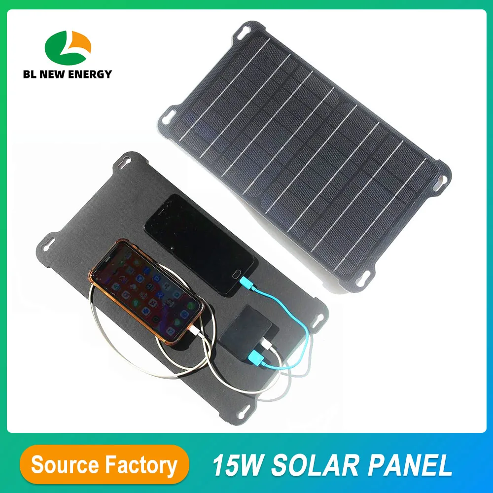 

15W ETFE Solar Panel Charger with Type-C+USB+DC Output for Outdoor Camping Car RV Boat Mobile Power Bank