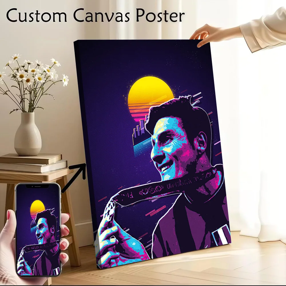 Messi Retro Art Printed Canvas Poster Custom Pictures Wall Art Canvas Painting for Modern Living Room Paintings Walls Decoration
