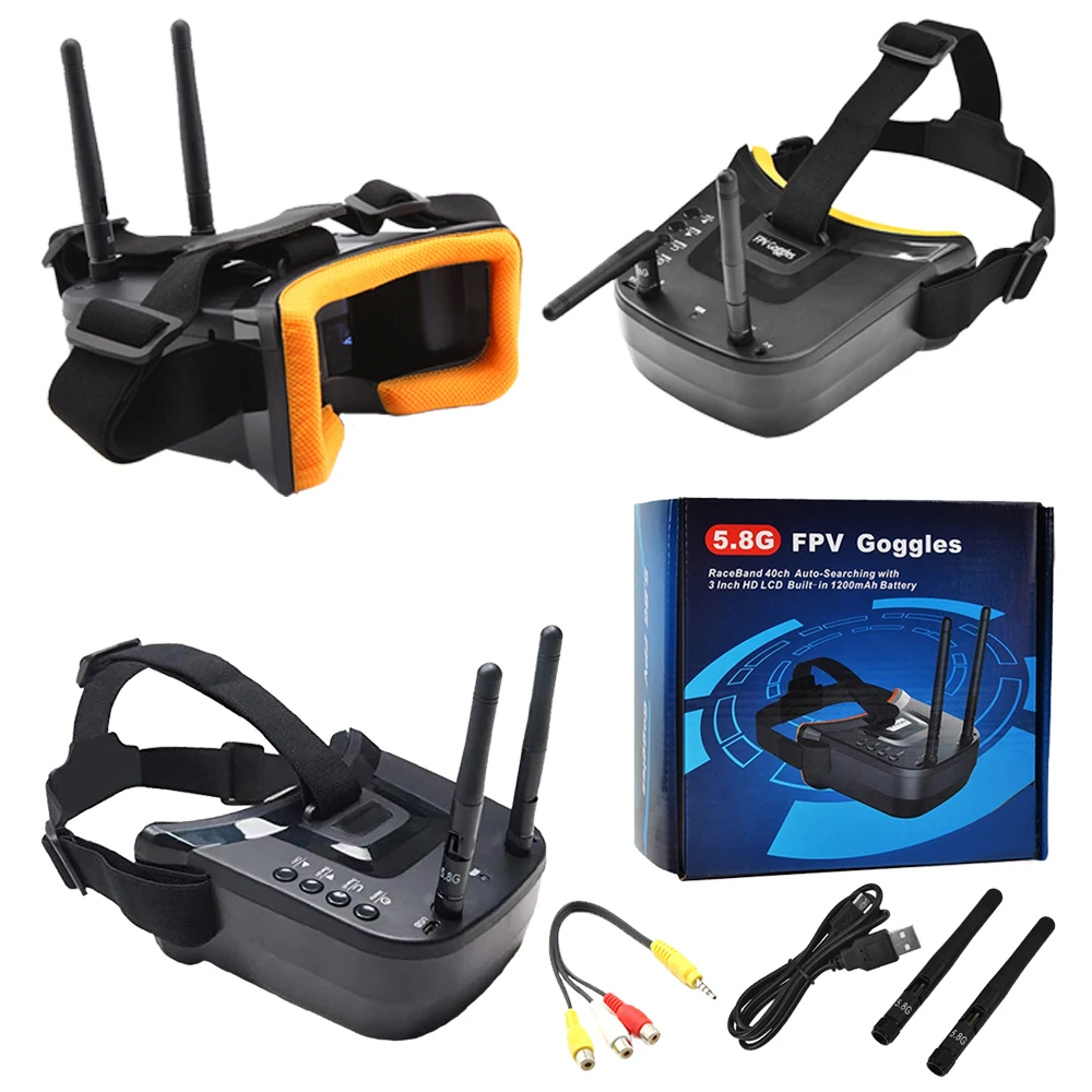 

VR009 5.8G 40CH automatic search dual antenna mini FPV goggles 3.0 inch 480 * 320 LCD screen with built-in battery toy