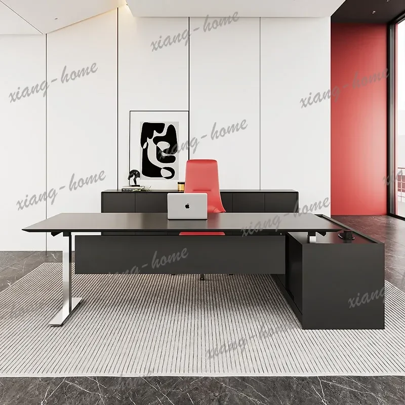 LJY Intelligent electric lift desk boss office table Modern Minimalism Luxury Design Computer desk mesa para escritório furnitur
