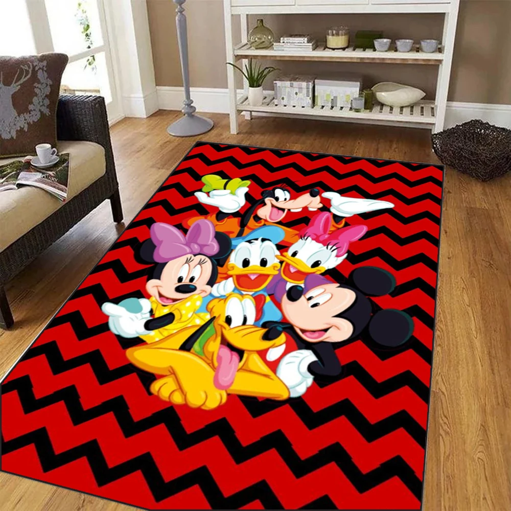 

MINISO Disney Cute Mickey Minnie Printed Carpet Sofa Warm Rainbow Spring Non Slip Floor Mat Living Room Travel Picnic Kid Gifts