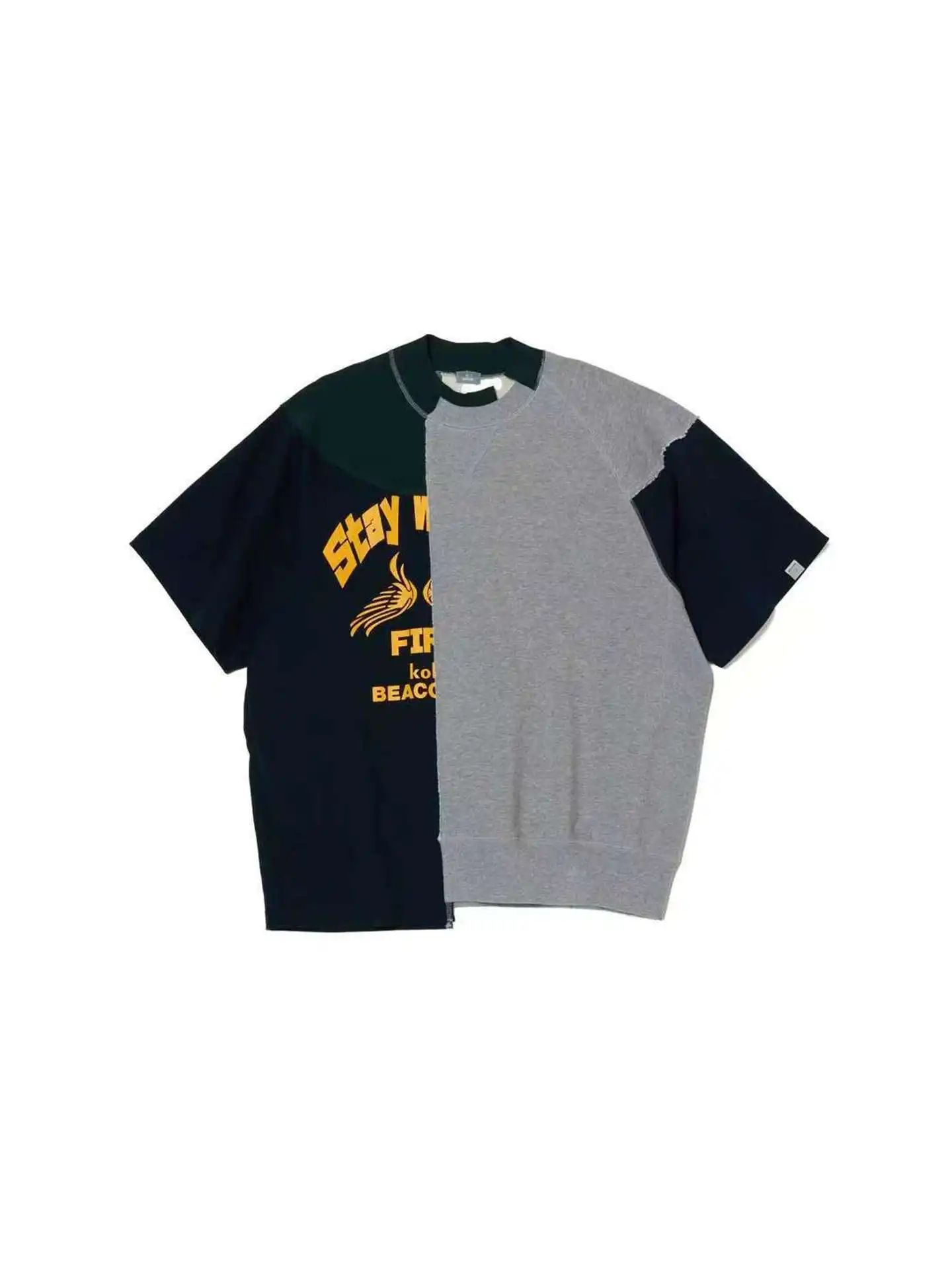 25SS Japanese Abe Run Retro Patchwork Printed Casual Short Sleeved T-shirt Women and Men Tees