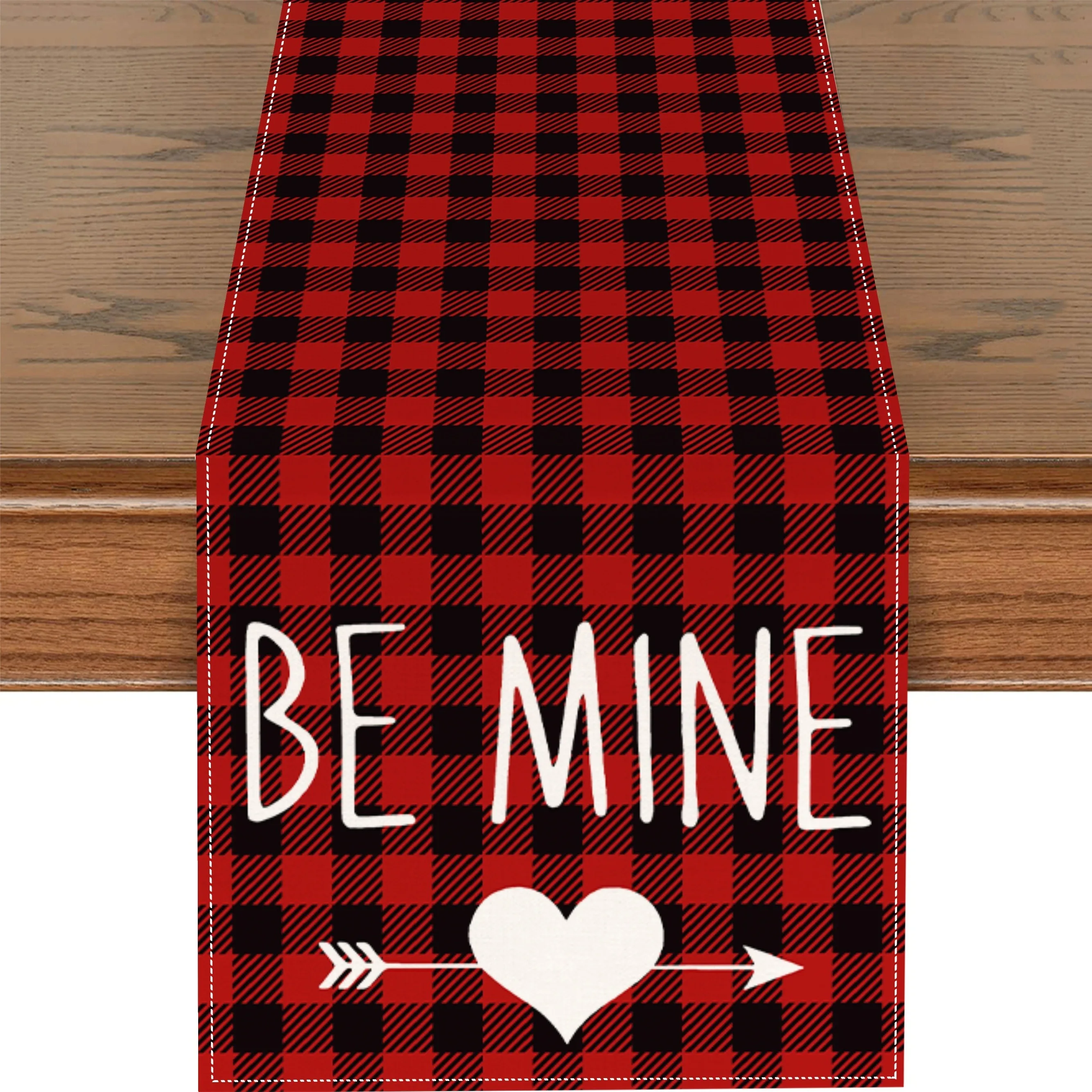 

Черно-красный узор в виде сетки буйвола становится моей "Стрелка любви День святого Валентина Настольный флаг Украшение ко Дню святого Валентина