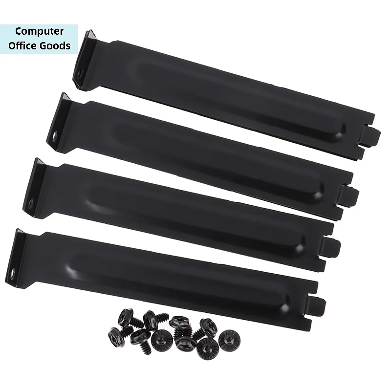 【10Pcs Black PCI Chassis Slot Covers Bracket With Screws Blanking Plate】