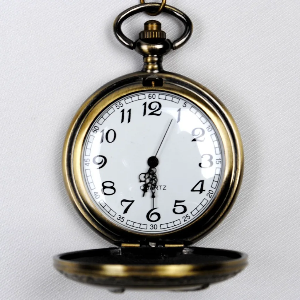 Retro Mockingbird Bird Carrying Arrow Pocket Watch Hollow Light Edge Quartz Antique Pocket Watch Man Pendant Clock ﻿