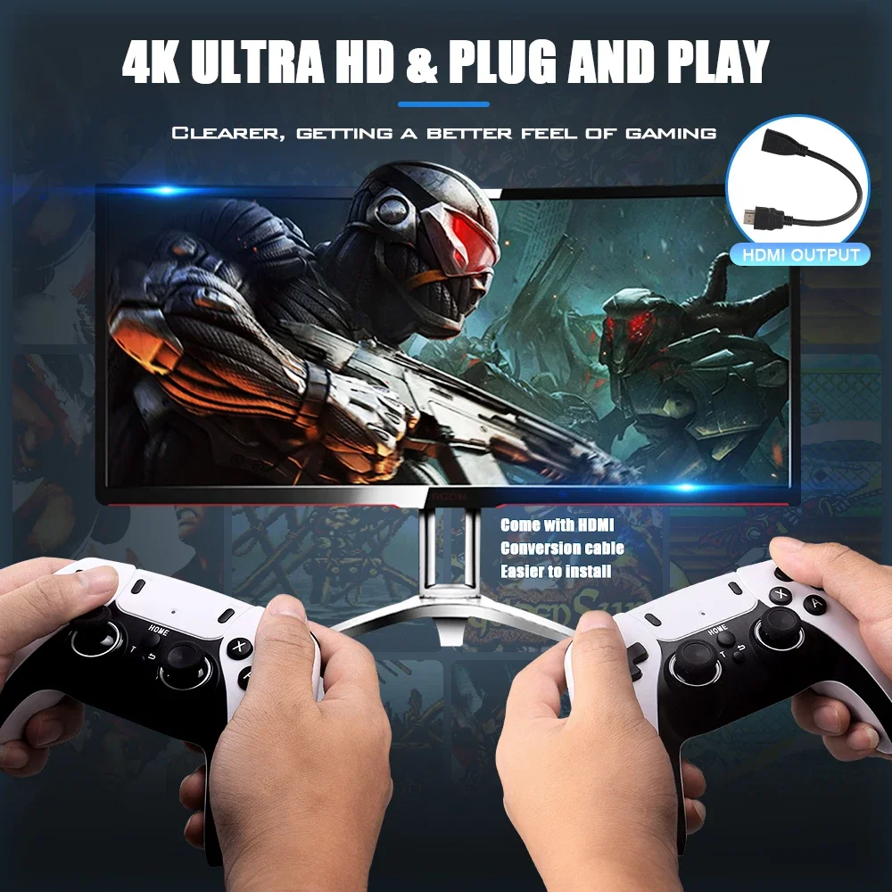 P5 PRO Video Game Console 2.4G Double Wireless Controller Game Stick 4K 41000 Games 128GB Retro GD10 Games Boy Christmas Gift