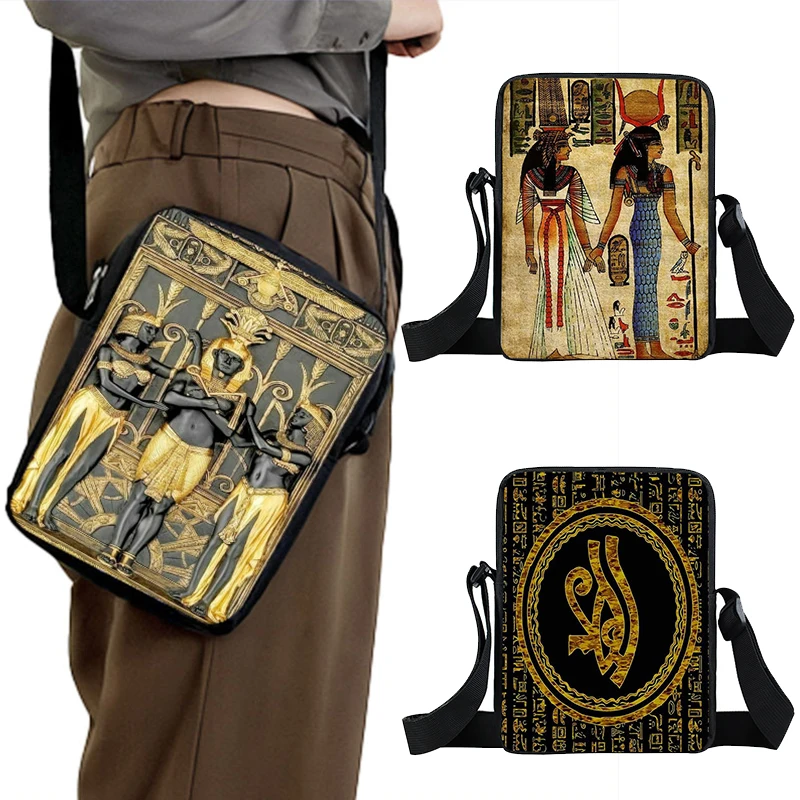 

Egyptian Art Print Crossbody Bag Egypt Pharaoh Anubis Messenger Bags Small Satchel Women Handbag Vintage Shoulder Bag for Travel