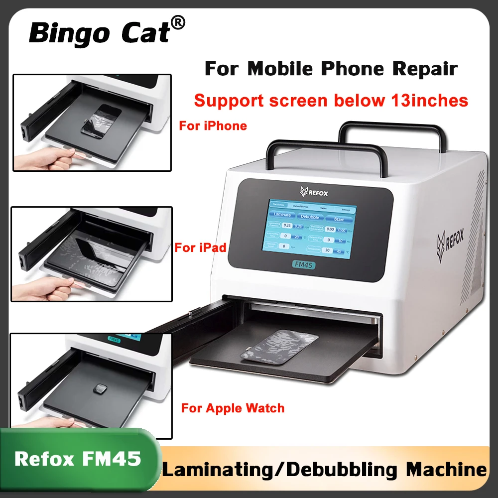 REFOX FM45 4in1 Laminating & Debubbling Machine For Curved  Flat Screen Refurbishment  With Built-in Air Compressor/Vacuum Pump