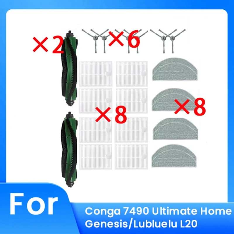 

A44F-24 Pcs For Conga 7490 Ultimate Home Genesis/Lubluelu L20 Sweeping Robot Accessories Cleaner Parts Replacement