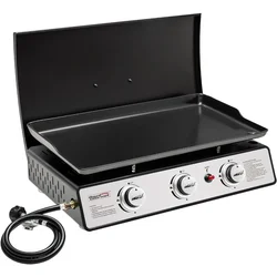 PD2301S 3-Burner 25,500 BTU Portable Gas Grill Griddle with Top Hard Cover, 24-Inch Tabletop Griddle Station