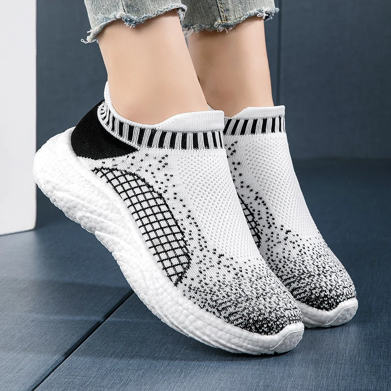 Women's Knitted Socks Shoes Breathable Mesh Light Popcorn Soft Sole Sneakers Home Walking Fashion Trend Casual Shoes