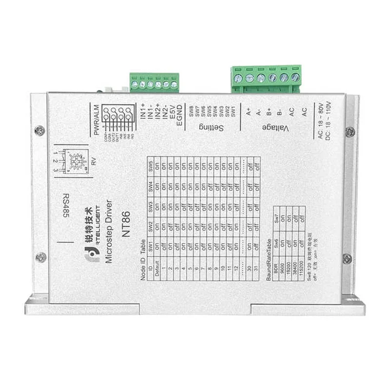 Imagem -05 - Driver de Motor Deslizante Digital para Circuito Aberto e Circuito Fechado Controle Modbus Fases Rs485 Nema 34 Nt86 1880v