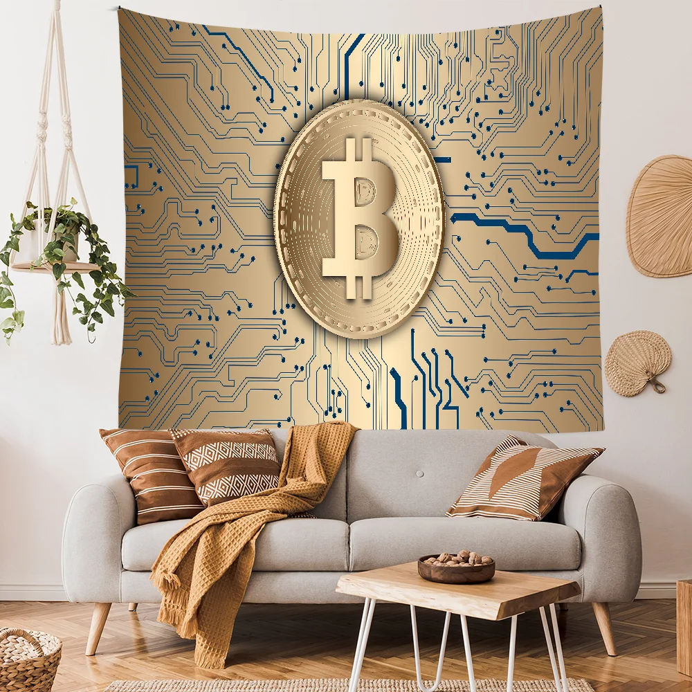 

Bitcoin Logo Happy Birthday Backdrop Background Vinyl Women Birthday Party Cake Table Decorations Photoshoot Banner