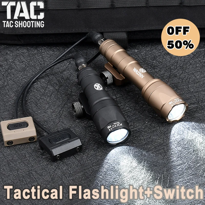 M600C M300A Metal Flashlight White Light With Hot Button Pressure Switch Fit 20mm Rail Airsoft Hunting Weapon Scout Accessories