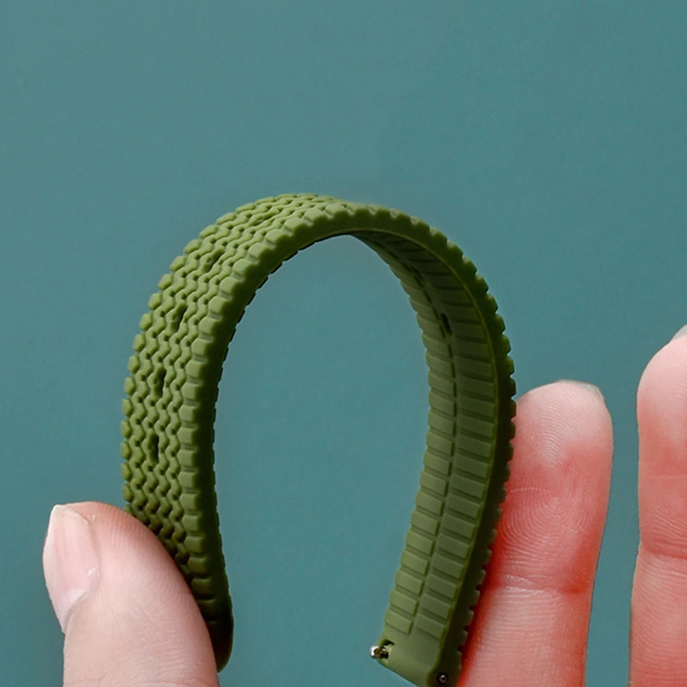 

Silicone Watch Band Army Green Stainless Steel Durable Interchangeable Strap Practical Belt Concise Wristband Flexible Sturdy