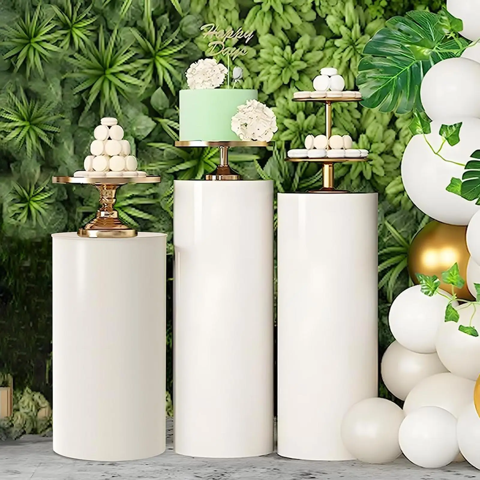 3Pcs Display Pedestals Cake Stand Party Supplies Dessert Pedestals for Engagement Wedding Graduation Anniversary Thanksgiving