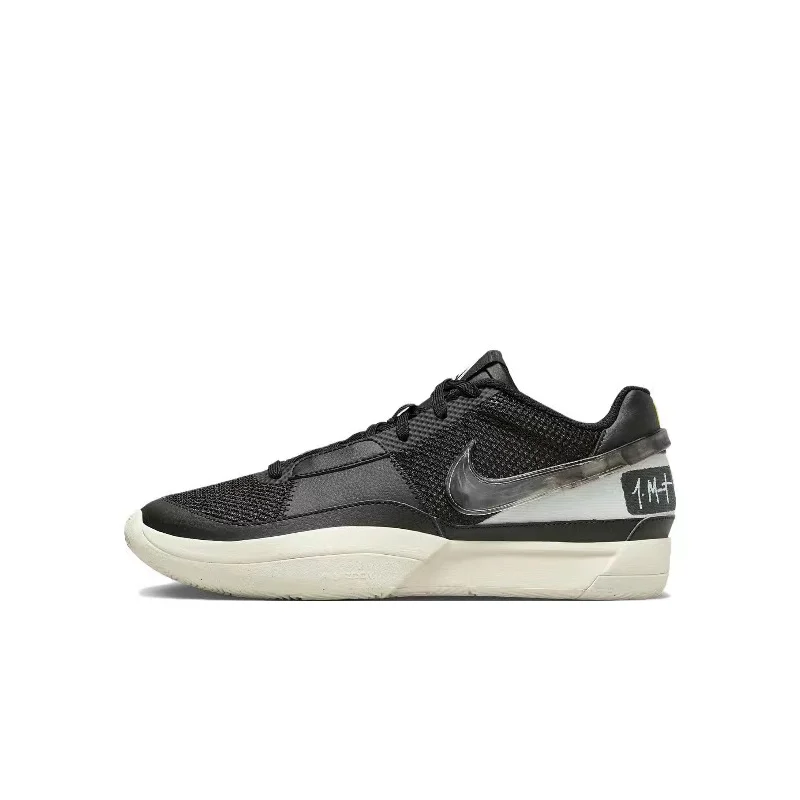 Nike Ja 1, runde Zehen-Schnür-Anti-Rutsch-Low-Top-Basketballschuhe für Herren, Schwarz und Silber