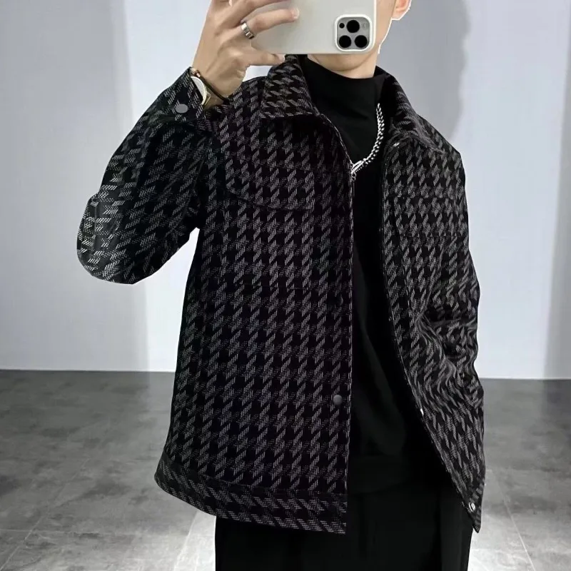 

Мужская тонкая куртка, осенне-зимняя верхняя одежда с узором «гусиные лапки», хлопковая подкладка, теплое легкое минималистское спортивное пальто для мужчин ​