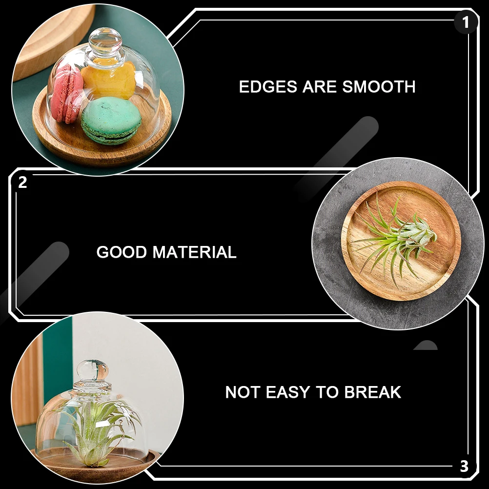 

2Sets Mini Wooden Dessert Trays with Glass Cover Cake Plates for Small Dessert Fruit Jewelry Display Mini Cake Tray