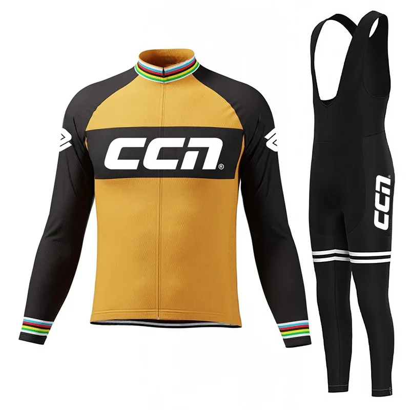 ccn Men's Cycling Jersey Autumn Thin Breathable Cycling Jersey Bib Strap Gel Pants Long Sleeve Cycling Jersey