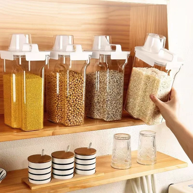 Airtight Food Storage Containers Cereal Dispenser Kitchen Storage Box Cereal Containers Storage Jar Sealed Can Kitchen Organizer