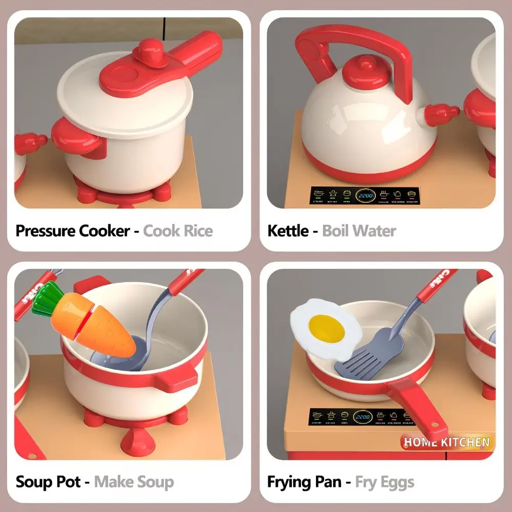 مجموعة أدوات الطبخ للعب الموقد، أدوات الطبخ، لعبة المطبخ، مقلاة قطع الفاكهة، محاكاة منزل اللعب