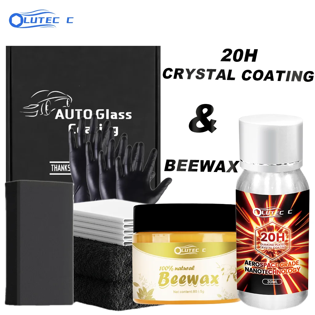 

20H автомобильное покрытие, 30 мл + пчелиный воск, 80 г, нанокерамический набор для полировки автомобиля, глянцевая автодетализация, защита краски для ухода за автомобилем