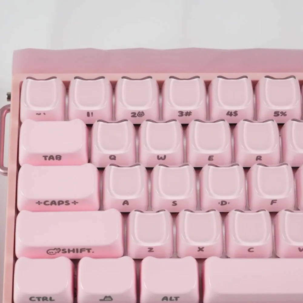 MiXingRen MAO Profile Crystal Jelly Cat Keycaps Set Transparent Custom Cute ABS Side Carving MX Stem for Mechanical Keyboard