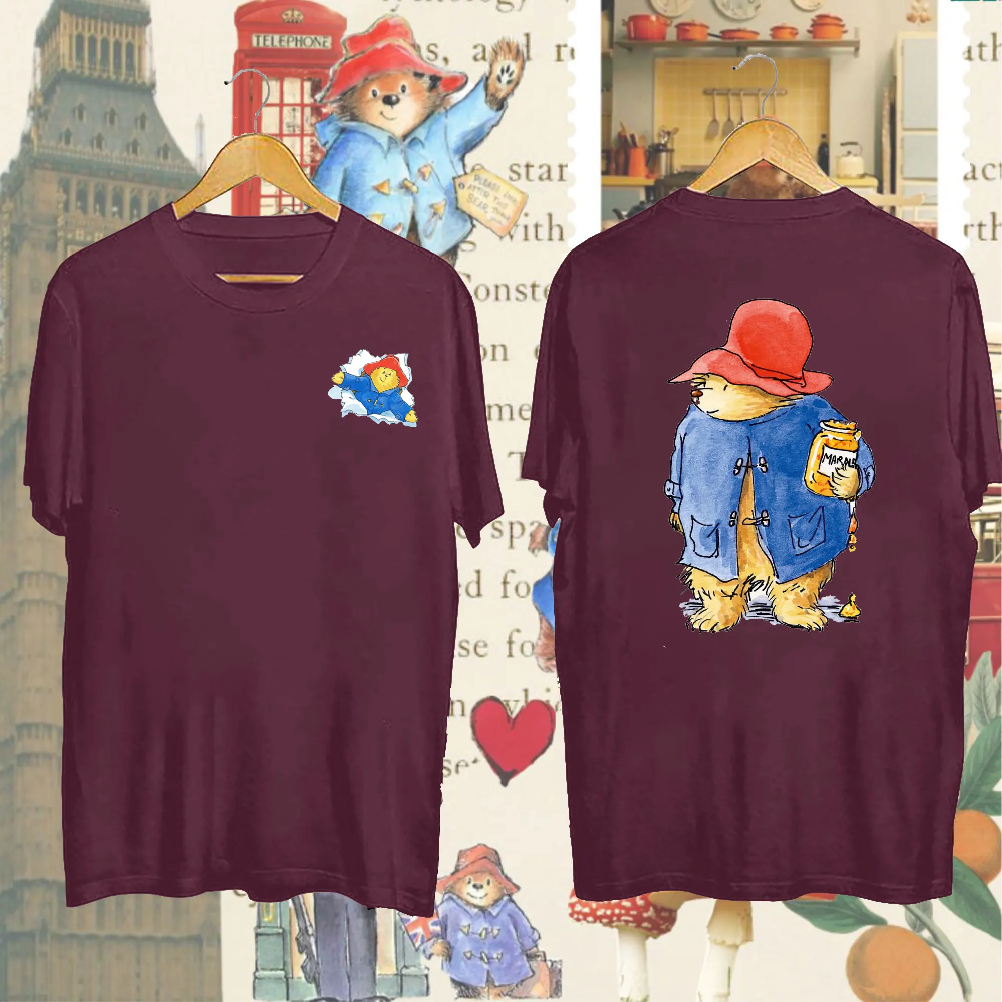 เสื้อยืดลายการ์ตูนวินเทจ Paddington Bear Marmalade for Breakfast Every and Honey on Sunday สำหรับผู้หญิง แขนสั้น สไตล์สร้างสรรค์
