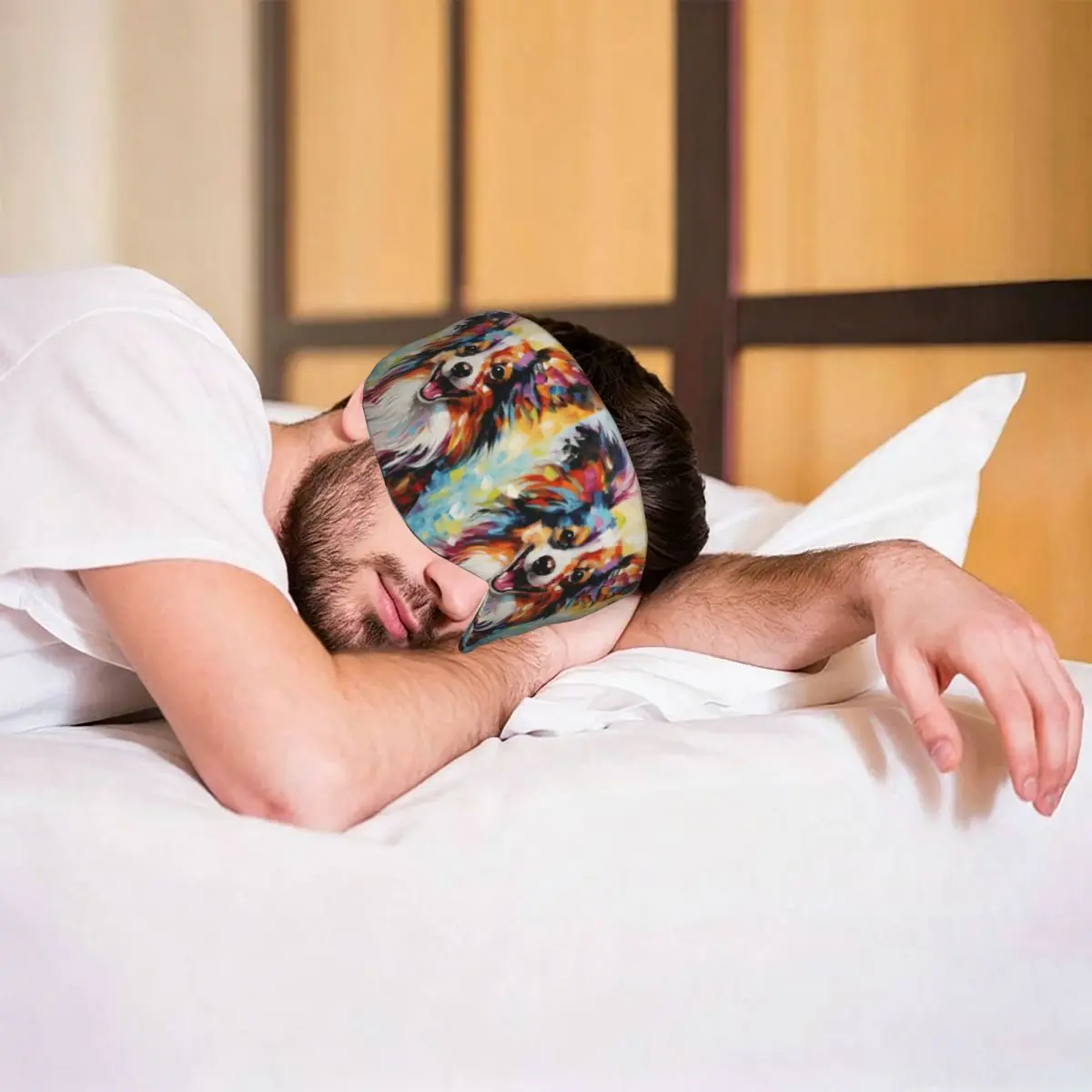 A Papillon Dog Masterpiece sleep eye mask Light Blocking Portable Eye Cover for Girls Boys Travel Party Gift Eyeshade eyepatch
