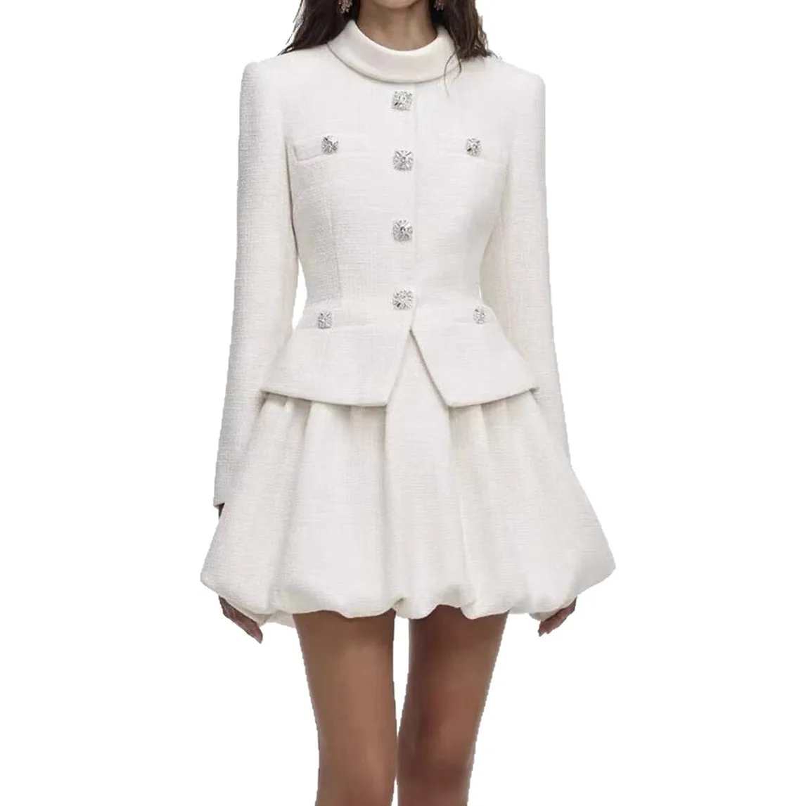 

Women's vintage tweed mini dress, long sleeves, slim fit, and flattering. Sharon Happy Evening Dresses