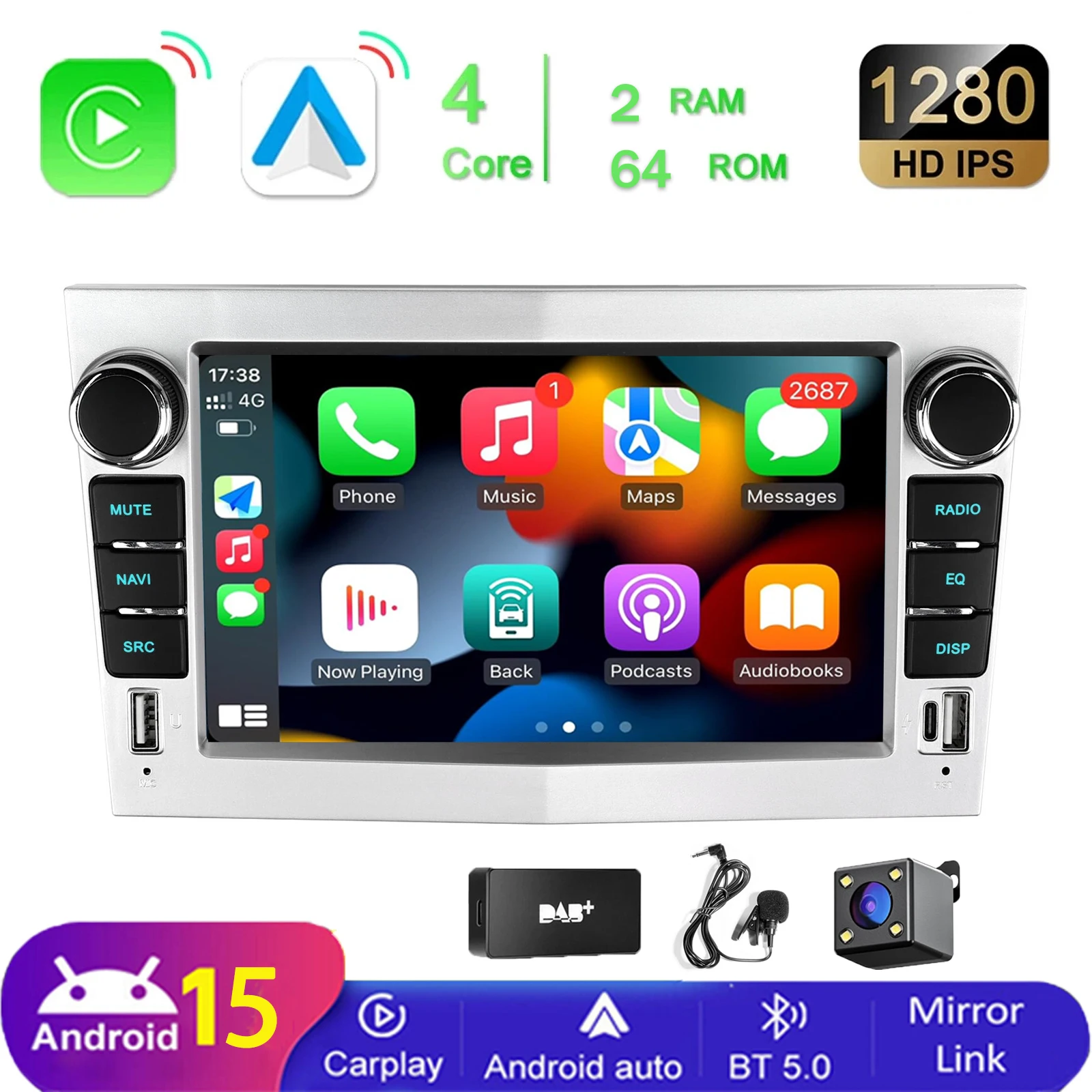 MOPECT 2Din 7“ Android autoradio voor Opel Astra H G J Zafira B Corsa C D Antara Vectra Vivaro GPS RDS Dual USB CarPlay autoradio