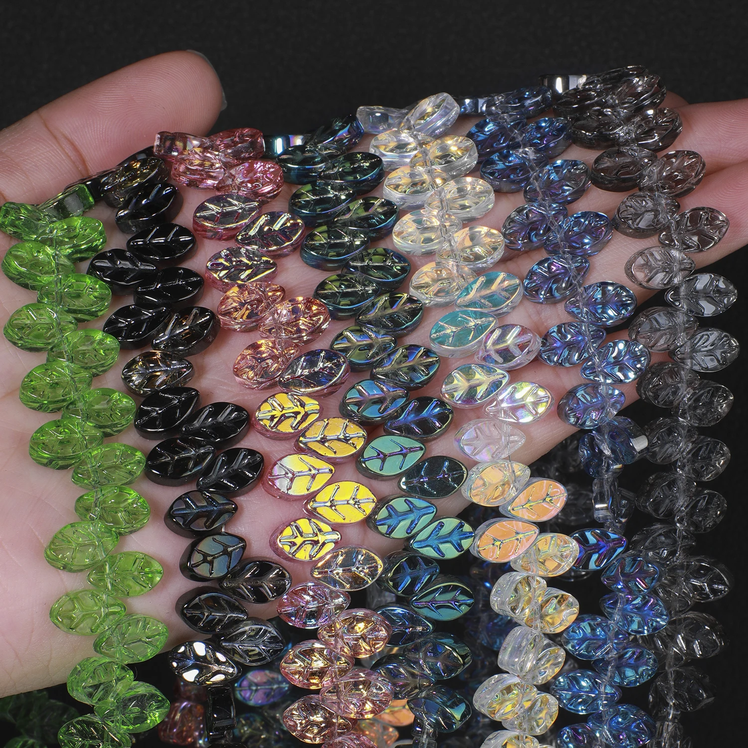 6,5x11mm Bunte Kristall Blatt Form Lose Glas Perle Für Schmuck Handgemachte Armband Halskette Schlüsselbund DIY Zubehör