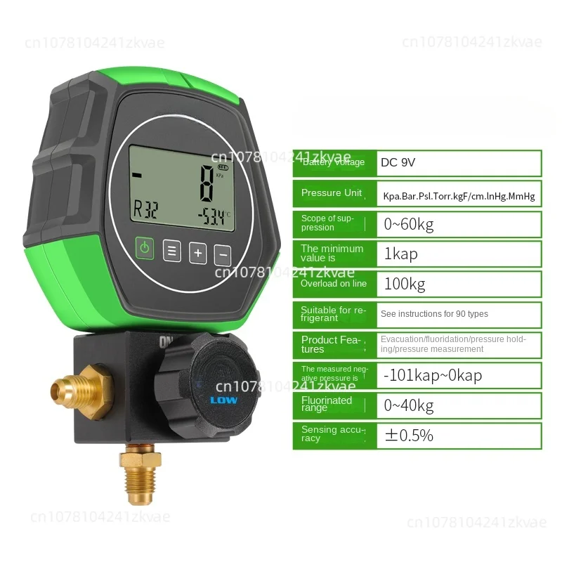 

ElectronicFluorine Meter Digital DisplayManifold Tester Refrigerant Vacuumatic Pressure Gauge Air Conditioning Leakage Detection