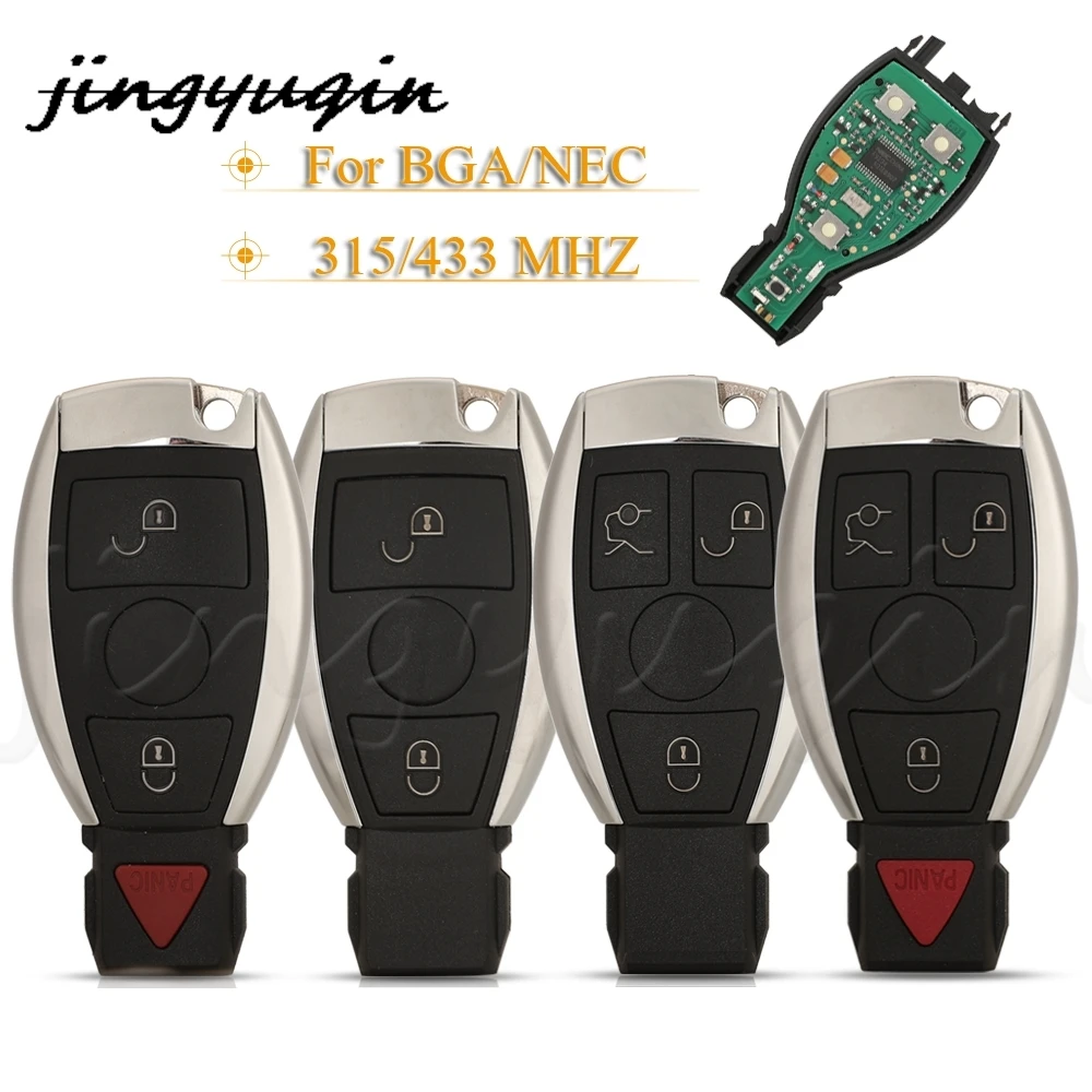 jingyuqin 5pcs 2/3/4 Buttons BGA/NEC Style Smart Car Key Fob 315/433Mhz For Mercedes Benz Car Remote Controller Year 2000