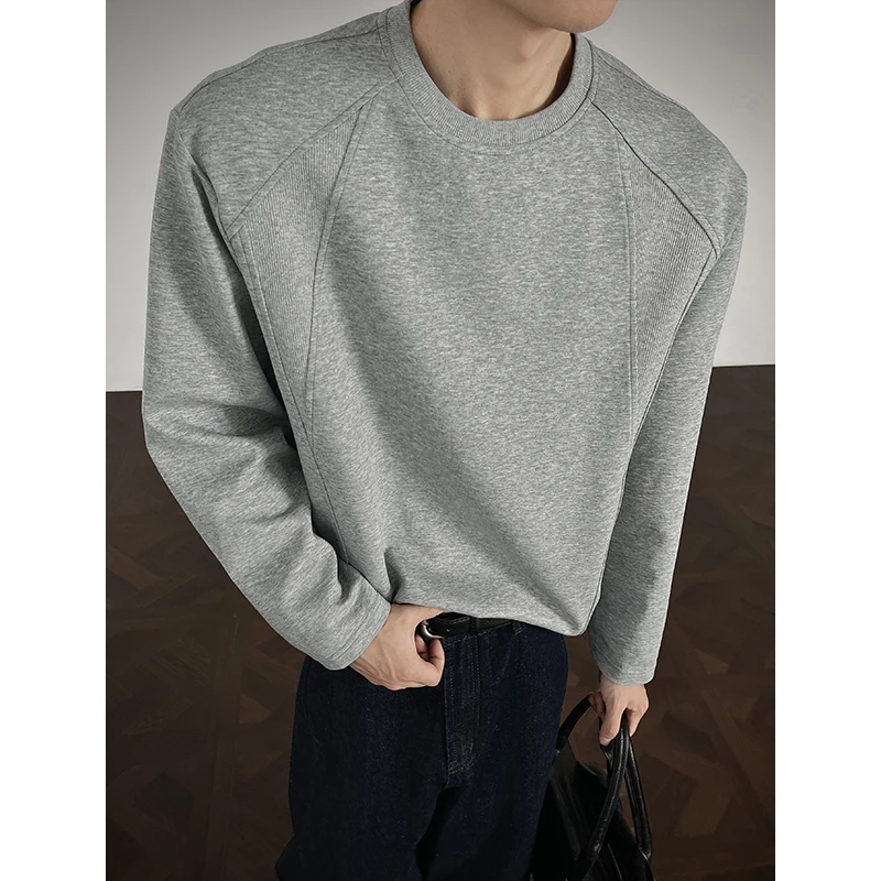 

Autumn Long Sleeved T-shirt Men Fashion Casual Round Neck T Shirt Men Streetwear Korean Loose Casual T-shirt Mens Top M-3XL