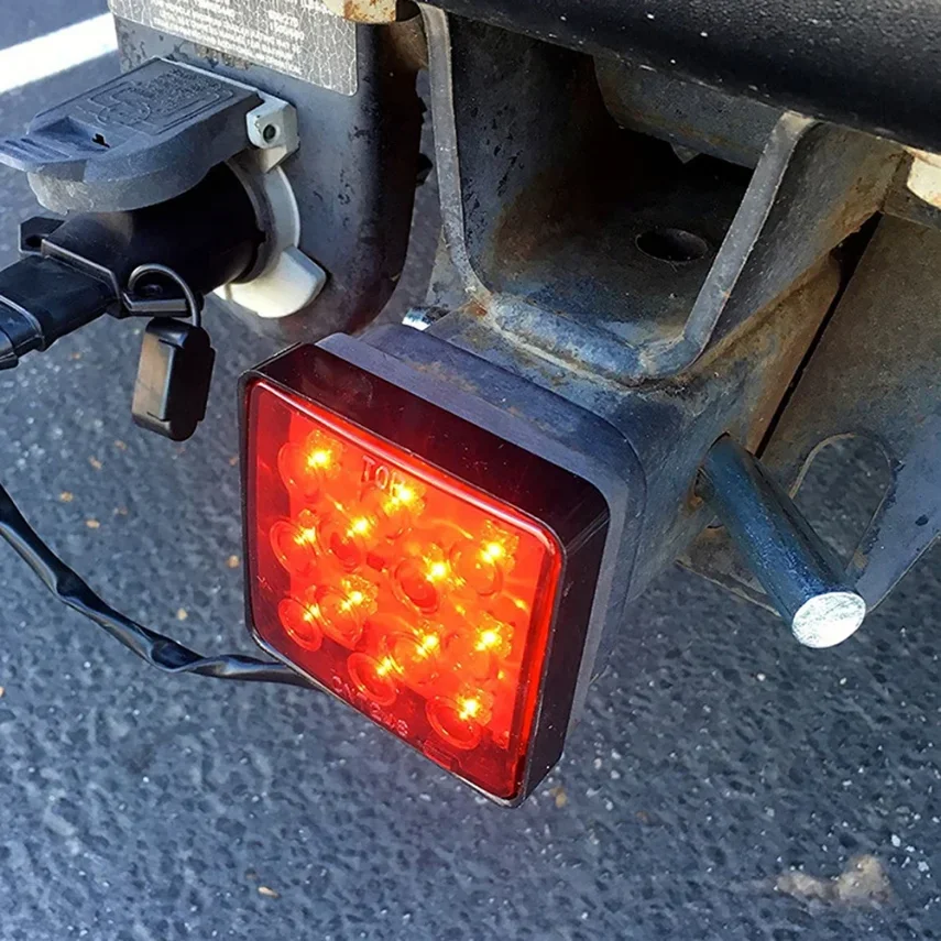 Universal Car Stop Brake Light Warning Running Taillight LED for Trailer Truck Pickup with Hitch Receiver Cover Trailer Light