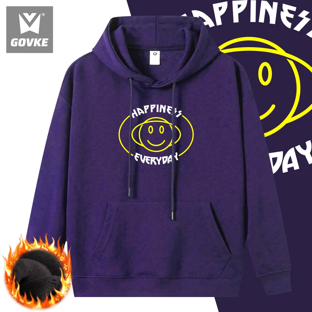 Happiness Everyday Autumn and Winter Hoodie Street Skateboarding Style Sweatshirt Halloween Winter Thick Loose Clothes