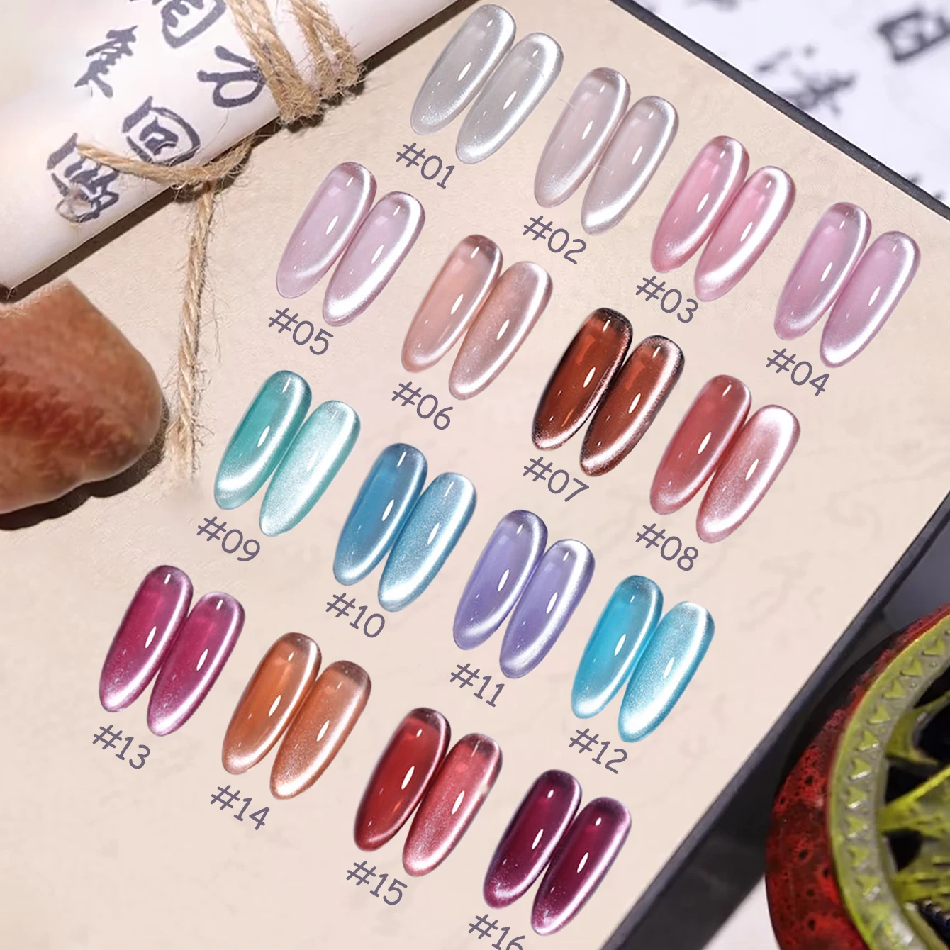 

1pcs WS Ultra-bright High Magnetic Powder Retro Ice Transparent Pink Blue Brown Red Glass Bead Cat Eye Gel Nail Polish Nail Art